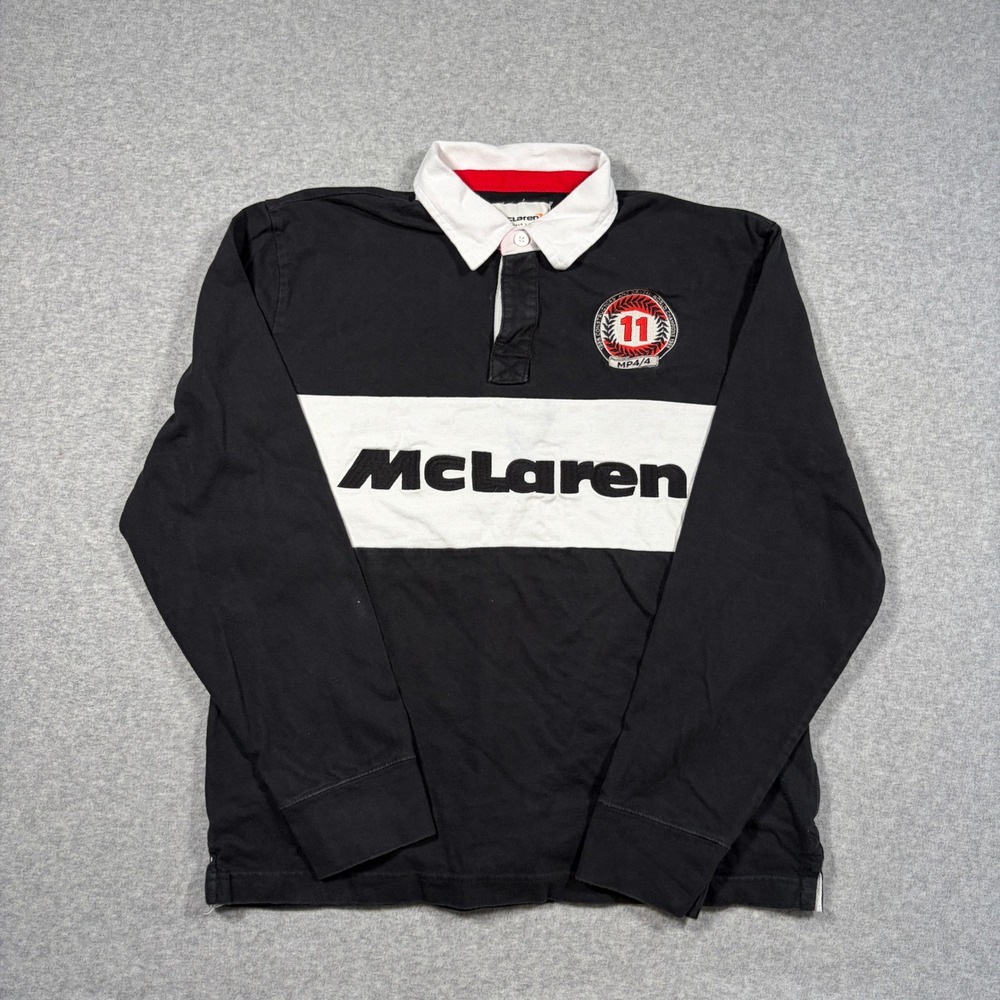 Hollister McLaren Formula 1 Team Rugby Shirt Men Small Black Long Sleeve